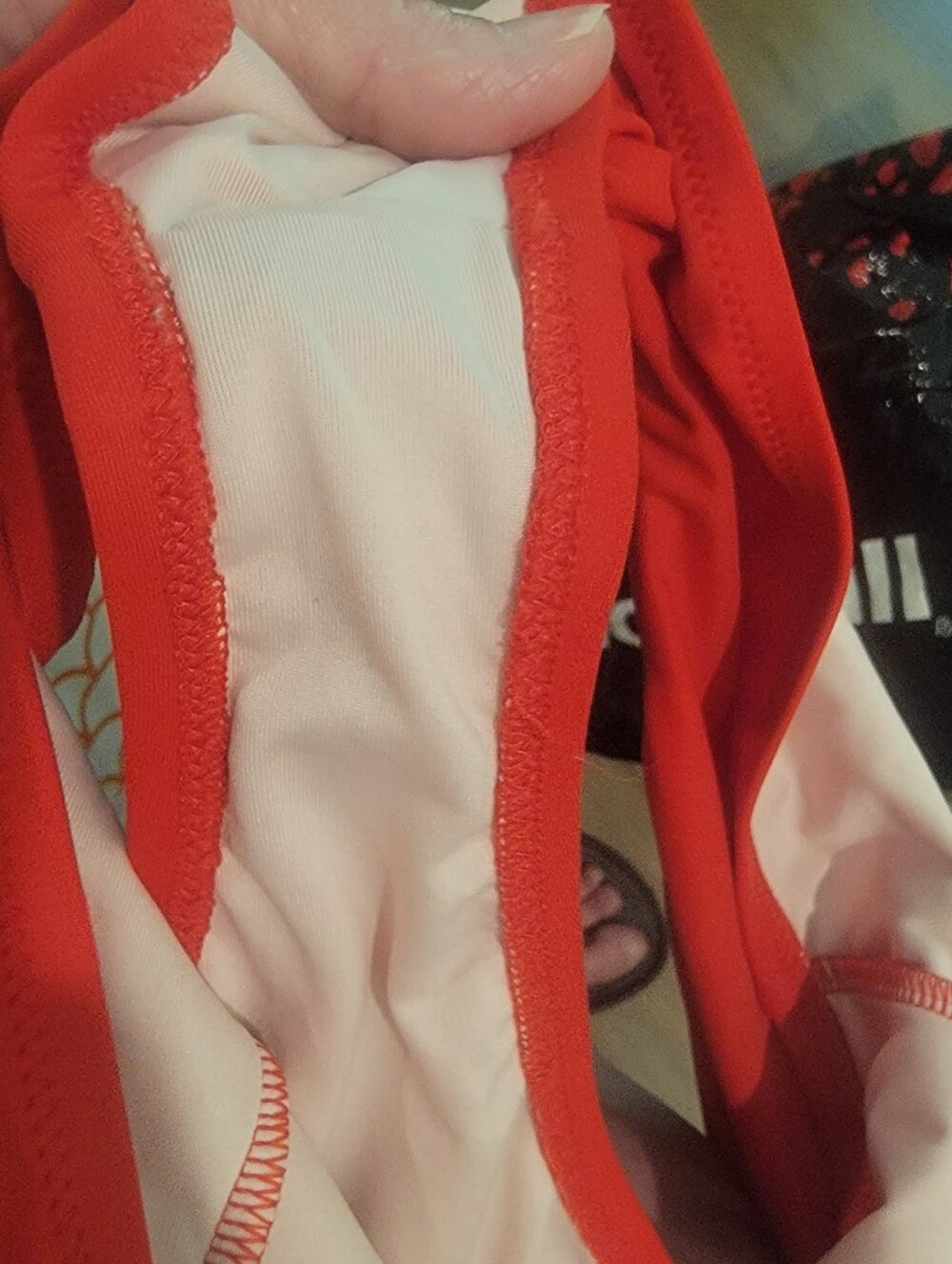 Shade & Shore 34DD Underwire Red with White Trim One Piece Swimsuit - Picture 6 of 9
